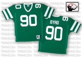 Men's New York Jets #90 Dennis Byrd Green Throwback Jersey