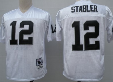 Oakland Raiders #12 Ken Stabler White Throwback Jersey