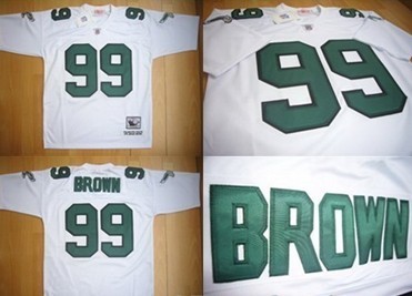 Men's Philadelphia Eagles #99 Jerome Brown White Throwback Jersey