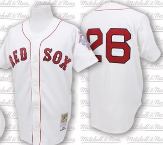 Boston Red Sox #26 Wade Boggs White Buttons Throwback Jersey