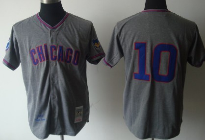 Men's Chicago Cubs #10 Ron Santo Gray Wollens 1969 Throwback Jersey