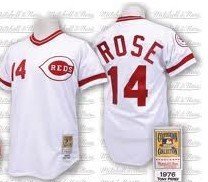 Cincinnati Reds #14 Pete Rose White With Red Mitchell & Ness jersey