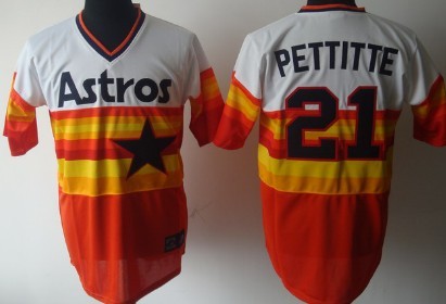 Men's Houston Astros Retired Player #21 Andy Pettitte Rainbow Throwback Jersey