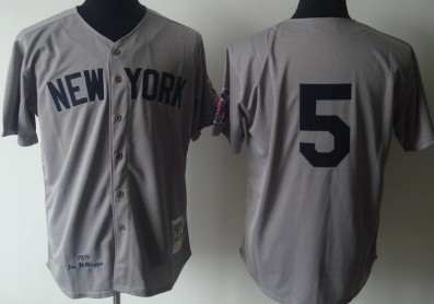 Mens New York Yankees #5 Joe DiMaggio Gray 1939 Mitchell & Ness Cooperstown Collection Throwback Jersey