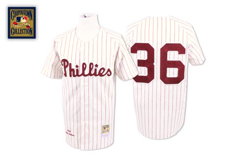 Philadelphia Phillies #36 Robin Roberts White Pinstripe Throwback Jersey