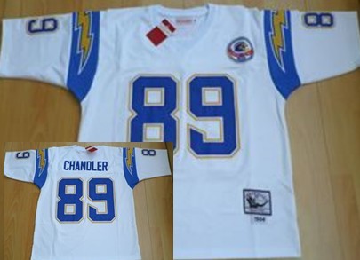 Men's San Diego Chargers #89 Wes Chandler Mitchell & Ness White Throwback Football Jersey