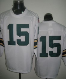 Green Bay Packers #15 Bart Starr White Long-Sleeved Throwback Jersey