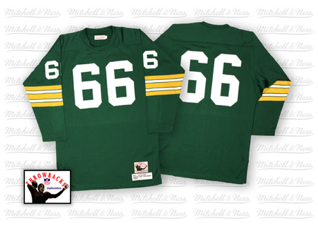 Men's Green Bay Packers #66 Ray Nitschke Green Long-Sleeved Throwback Jersey