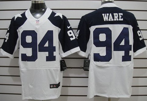 Men's Nike Elite Jersey Dallas Cowboys #94 DeMarcus Ware White Thanksgiving 