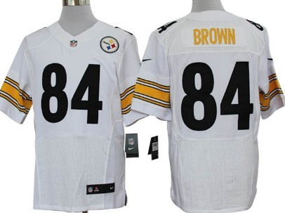Men's Pittsburgh Steelers #84 Antonio Brown White Nik Elite Jersey 