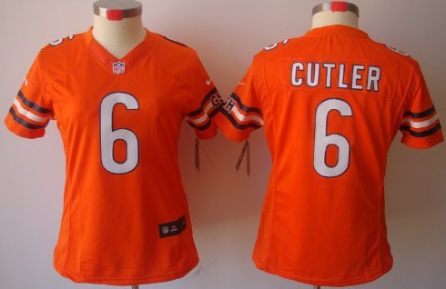 Nike Chicago Bears #6 Jay Cutler Orange Limited Womens Jersey