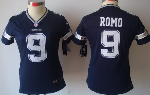 Nike Dallas Cowboys #9 Tony Romo Blue Limited Womens Jersey