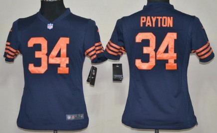 Nike Chicago Bears #34 Walter Payton Blue With Orange Game Kids Jersey