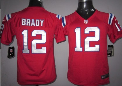 Nike New England Patriots #12 Tom Brady Red Game Kids Jersey