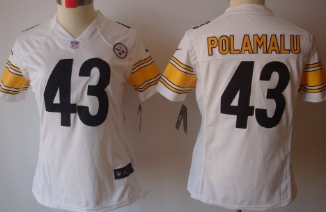 Nike Pittsburgh Steelers #43 Troy Polamalu White Limited Womens Jersey
