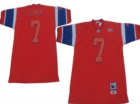 Mens Mitchell&Ness NFL Jersey Denver Broncos #7 John Elway Throwback Orange  