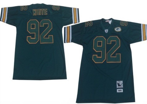 Mens Mitchell&Ness NFL Jersey Green Bay Packers #92 Reggie White Green With Green Throwback 