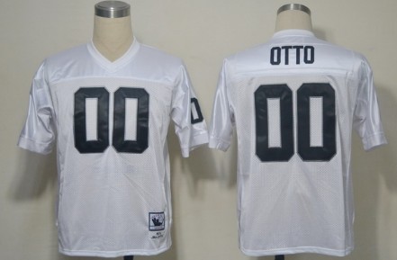 Mens Mitchell&Ness NFL Jersey Oakland Raiders #00 Jim Otto White Throwback 