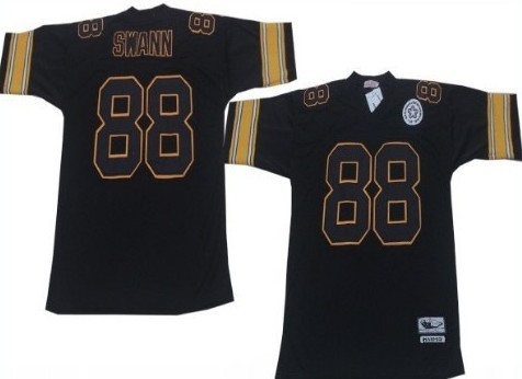 Mens Mitchell&Ness NFL Jersey Pittsburgh Steelers #88 Lynn Swann Black With Black Throwback 