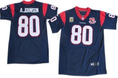 Mens Nike NFL Elite Jersey  Houston Texans #80 Andre Johnson Blue with C Patch 