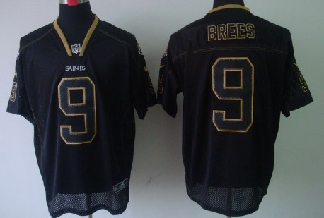 Mens Nike NFL Elite Jersey  New Orleans Saints #9 Drew Brees Lights Out Black 