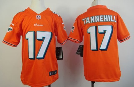 Nike NFL Miami Dolphins #17 Ryan Tannehill Orange Game Kids Jersey