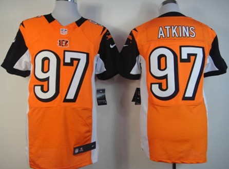 Mens Nike NFL Elite Jersey  Cincinnati Bengals #97 Geno Atkins Orange 