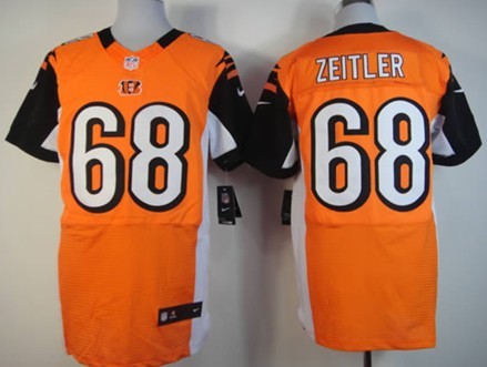 Mens Nike NFL Elite Jersey  Cincinnati Bengals #68 Kevin Zeitler Orange 