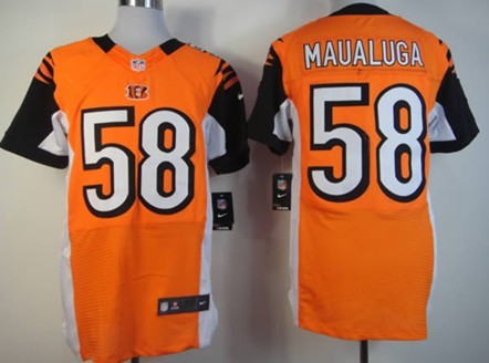 Mens Nike NFL Elite Jersey  Cincinnati Bengals #58 Rey Maualuga Orange 
