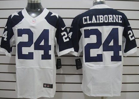 Men's Nike Elite Jersey  Dallas Cowboys #24 Morris Claiborne White Thanksgiving 