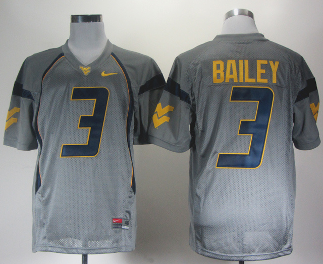 Mens West Virginia Mountaineers #3 Stedman Bailey Gray Nike College Football Jersey
