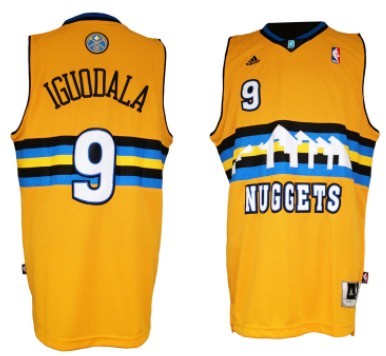 Mens Denver Nuggets #9 Andre Iguodala Revolution 30 Swingman Yellow Jersey