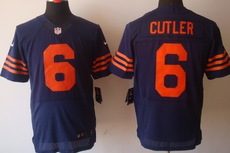 Men's Nike Elite Jersey  Chicago Bears #6 Jay Cutler Blue With Orange 