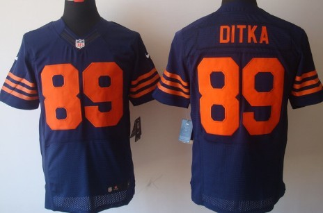 Men's Chicago Bears Throwback Plyer #89 Mike Ditka Blue With Orange Nik Elite Jersey  