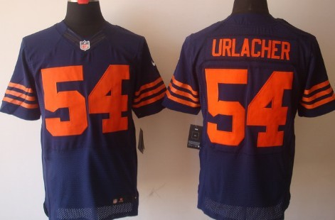 Men's Chicago Bears Throwback Plyer #54 Brian Urlacher Blue With Orange Nike Elite Jersey 