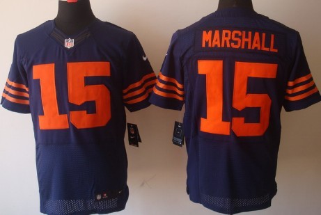 Men's Chicago Bears #15 Brandon Marshall Blue With Orange Nik Elite Jersey   