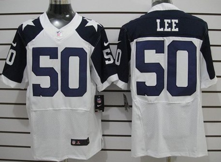 Men's Nike Elite Jersey  Dallas Cowboys #50 Sean Lee White Thanksgiving 