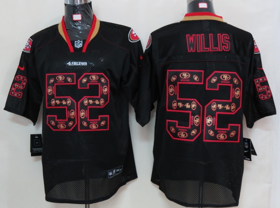 Men's San Francisco 49ers #52 Willis Lights Out Black Ornamented Nik Elite Jersey