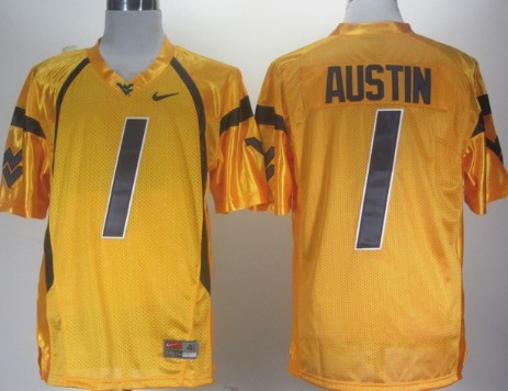 Mens West Virginia Mountaineers #1 Tavon Austin 2013 Gold Nike College Football Jersey