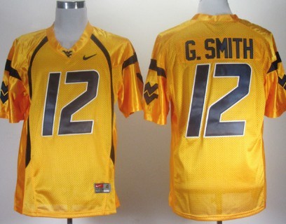Mens West Virginia Mountaineers #12 Geno Smith 2013 Gold Nike College Football Jersey