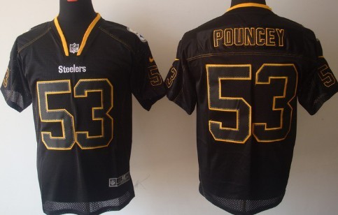 Men's Pittsburgh Steelers #53 Maurkice Pouncey Lights Out Black Nik Elite Jersey