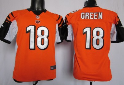 Nike Cincinnati Bengals #18 A.J. Green Orange Game Kids Jersey