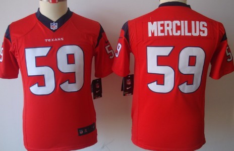 Nike Houston Texans #59 Whitney Mercilus Red Game Kids Jersey