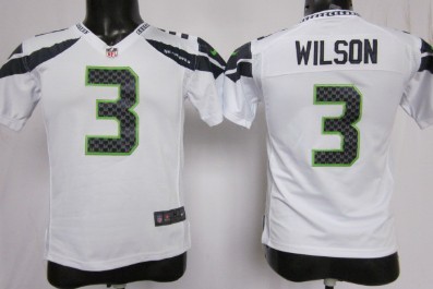 Kid's Seattle Seahawks Nike Game Jersey #3 Russell Wilson White 