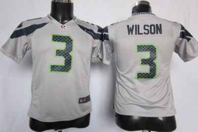 Kid's Seattle Seahawks Nike Game Jersey #3 Russell Wilson Gray