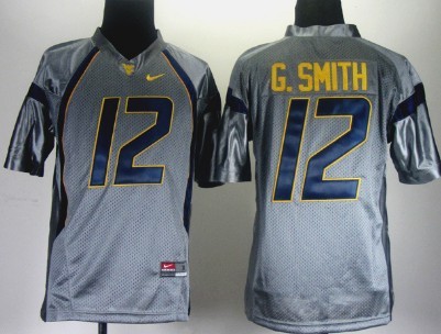 Youth West Virginia Mountaineers #12 Geno Smith Gray Football Jersey