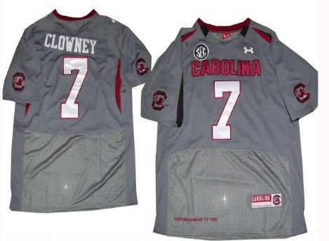 Mens South Carolina Gamecocks #7 Jadeveon Clowney Gray Under Armour NCAA Football Jersey