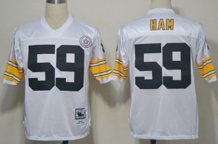Mens Mitchell&Ness Throwback NFL Jersey Pittsburgh Steelers #59 Jack Ham White 