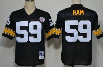 Mens Mitchell&Ness Throwback NFL Jersey Pittsburgh Steelers #59 Jack Ham Black 