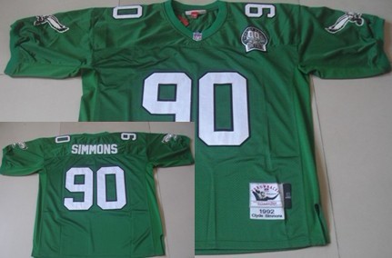Mitchell&Ness Philadelphia Eagles #90 Clyde Simmons Green 99TH Throwback Jersey